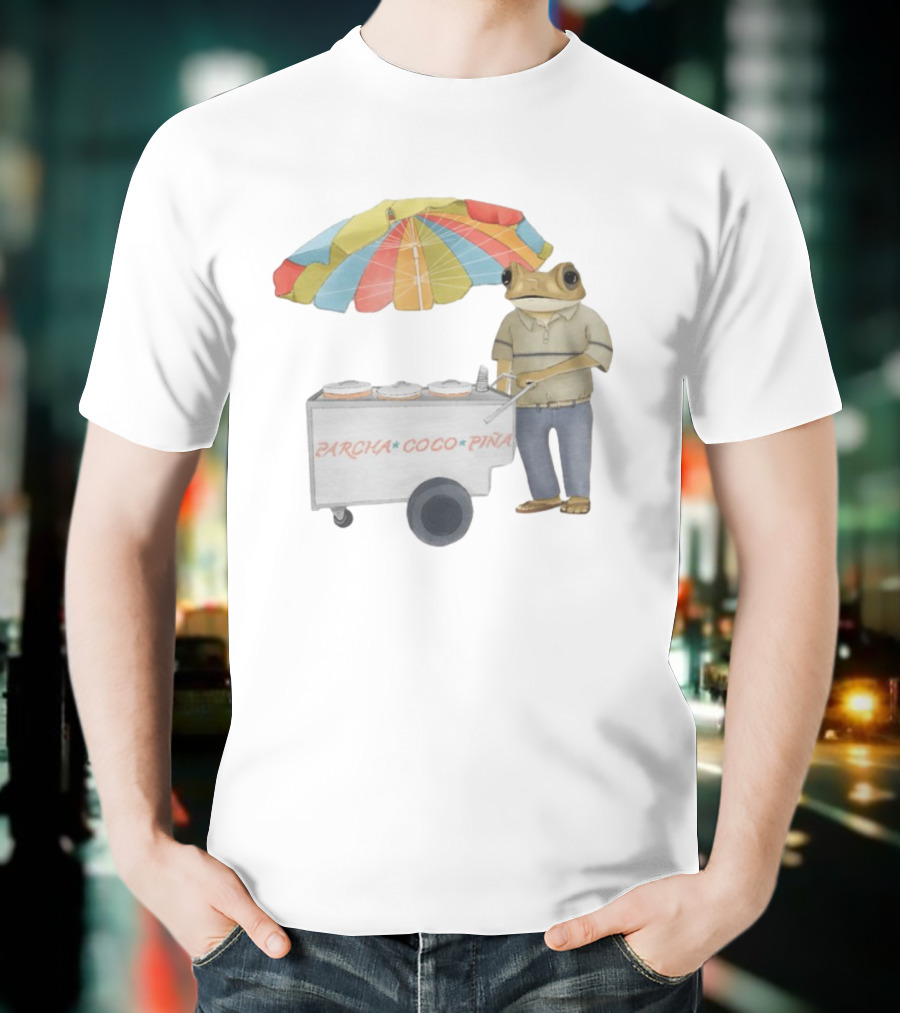 Parcha Coco Piña Frog Vendor With Colorful Umbrella T-Shirt