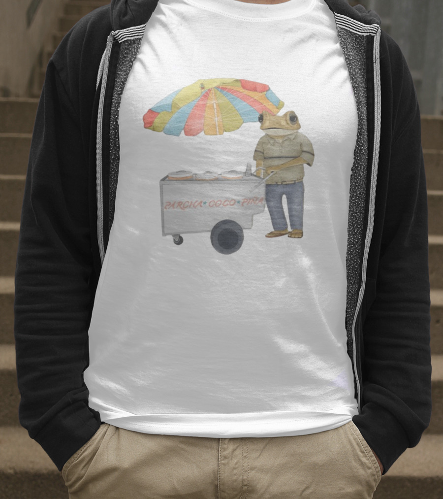 Parcha Coco Piña Frog Vendor With Colorful Umbrella T-Shirt