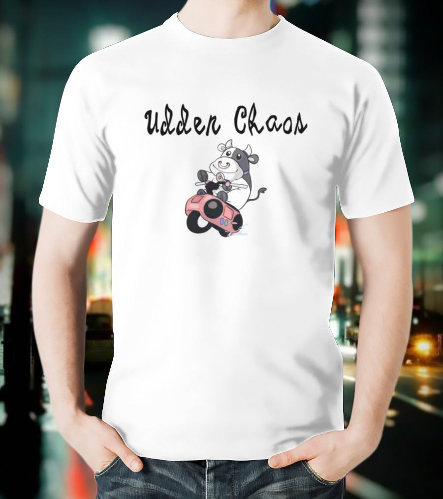 Udder Chaos Cow On Motorbike Adventure T-Shirt