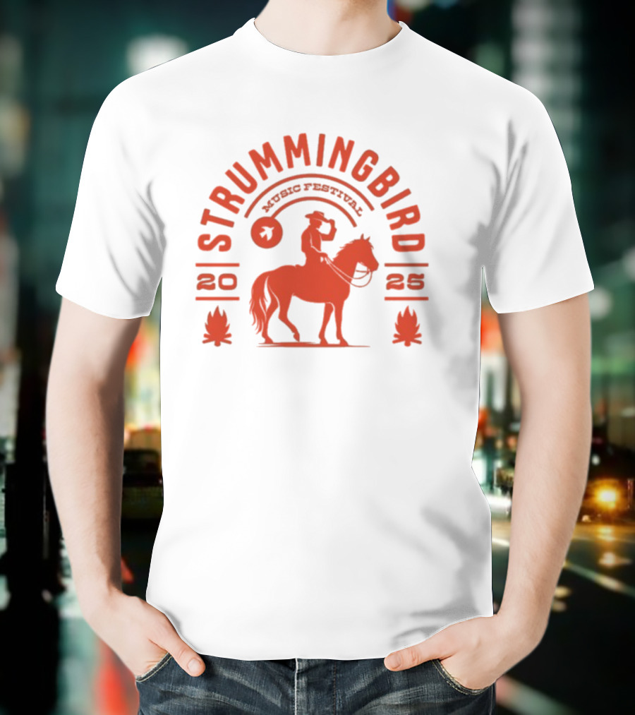 Strummingbird Music Festival 2025 Cowboy Riding Horse Icon T-Shirt