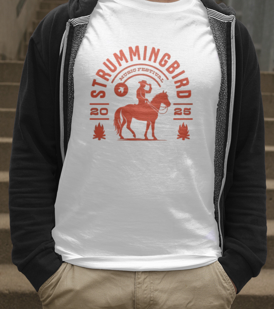 Strummingbird Music Festival 2025 Cowboy Riding Horse Icon T-Shirt