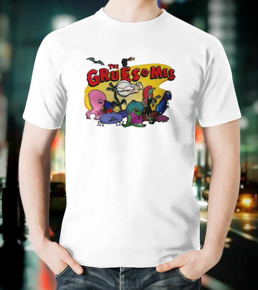 The Gruesomes Cartoon Characters With Bat And Vulture T-Shirt