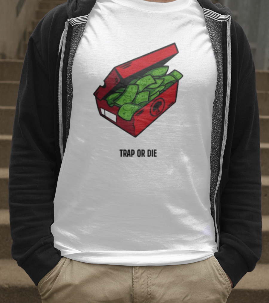 Trap Or Die Shoe Box Money Cash Stack T-Shirt