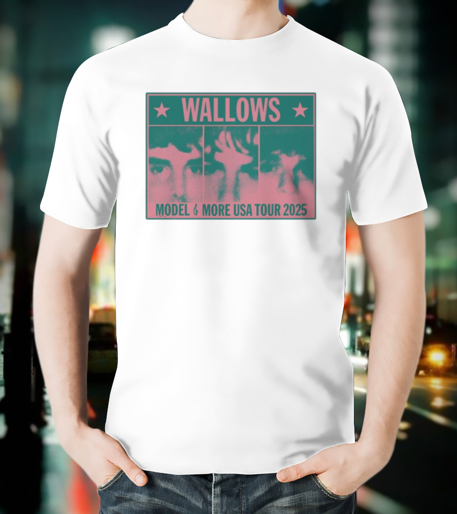 Wallows Model & More USA Tour 2025 Colorblock Faces T-Shirt