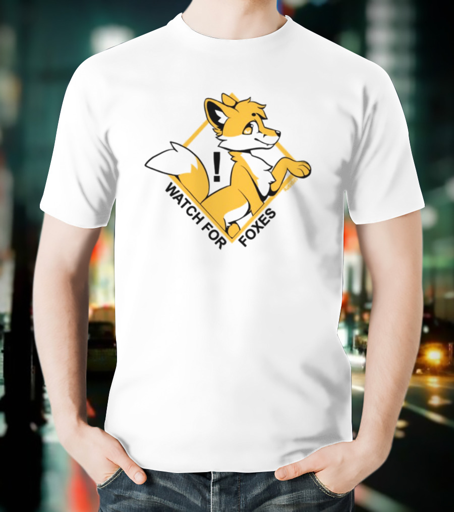 FOR FOXES YELLOW AND BLACK FOX ILLUSTRATION T-Shirt