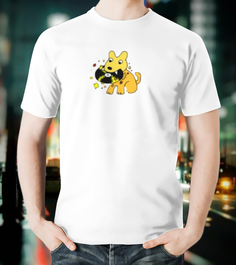 Yellow Jasper Dog With Cosmic Black Cat T-Shirt