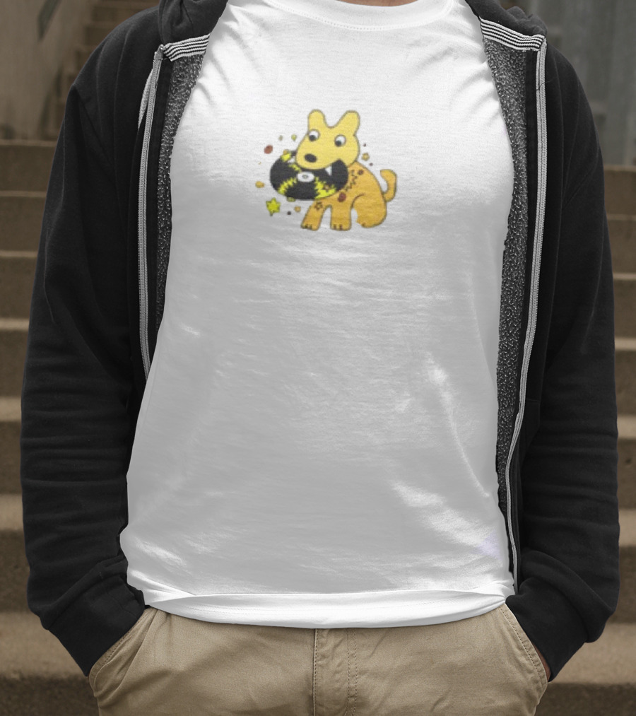 Yellow Jasper Dog With Cosmic Black Cat T-Shirt