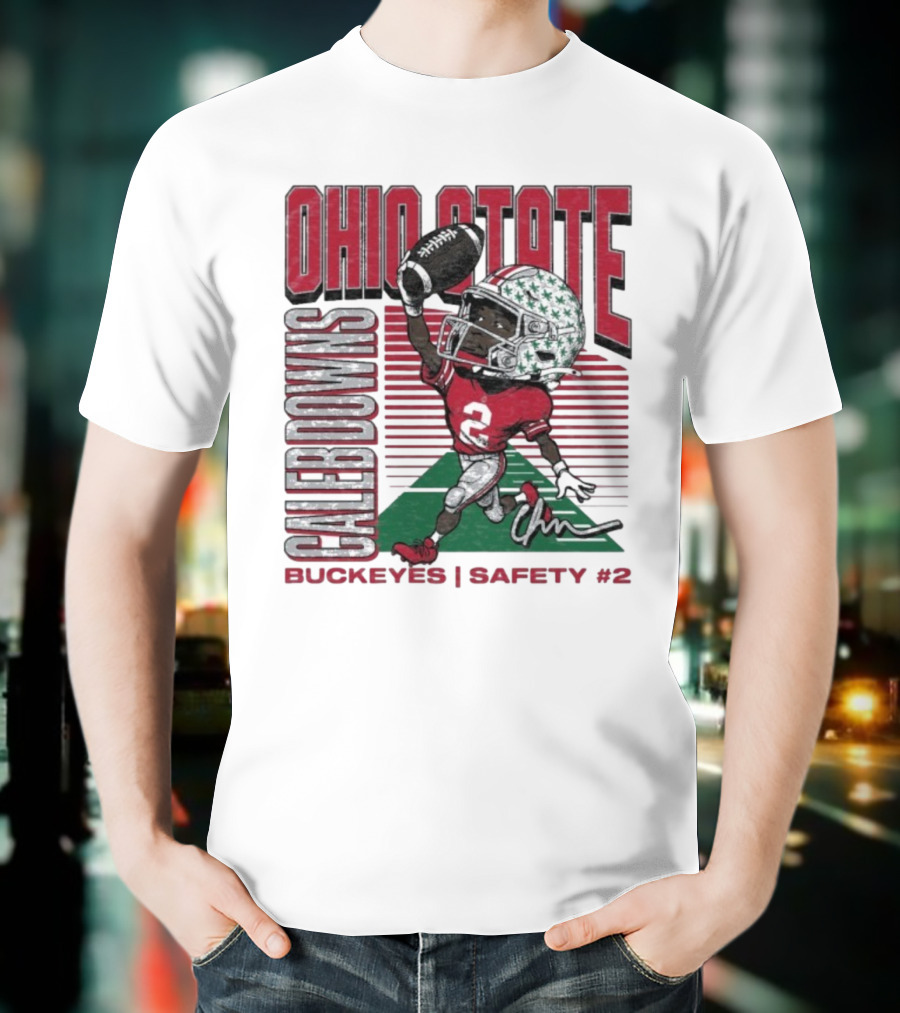 Ohio State Caleb Downs Buckeyes Safety Caricature #2 T-Shirt