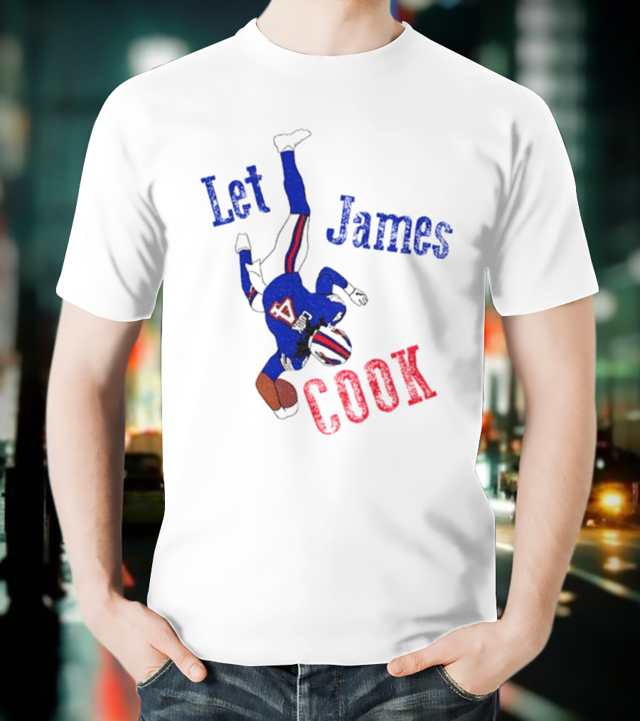 Let James Cook Football Player Red Blue Text T-Shirt