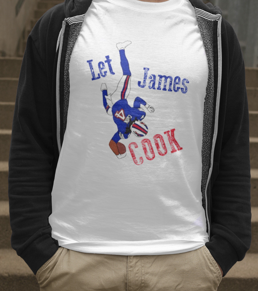 Let James Cook Football Player Red Blue Text T-Shirt