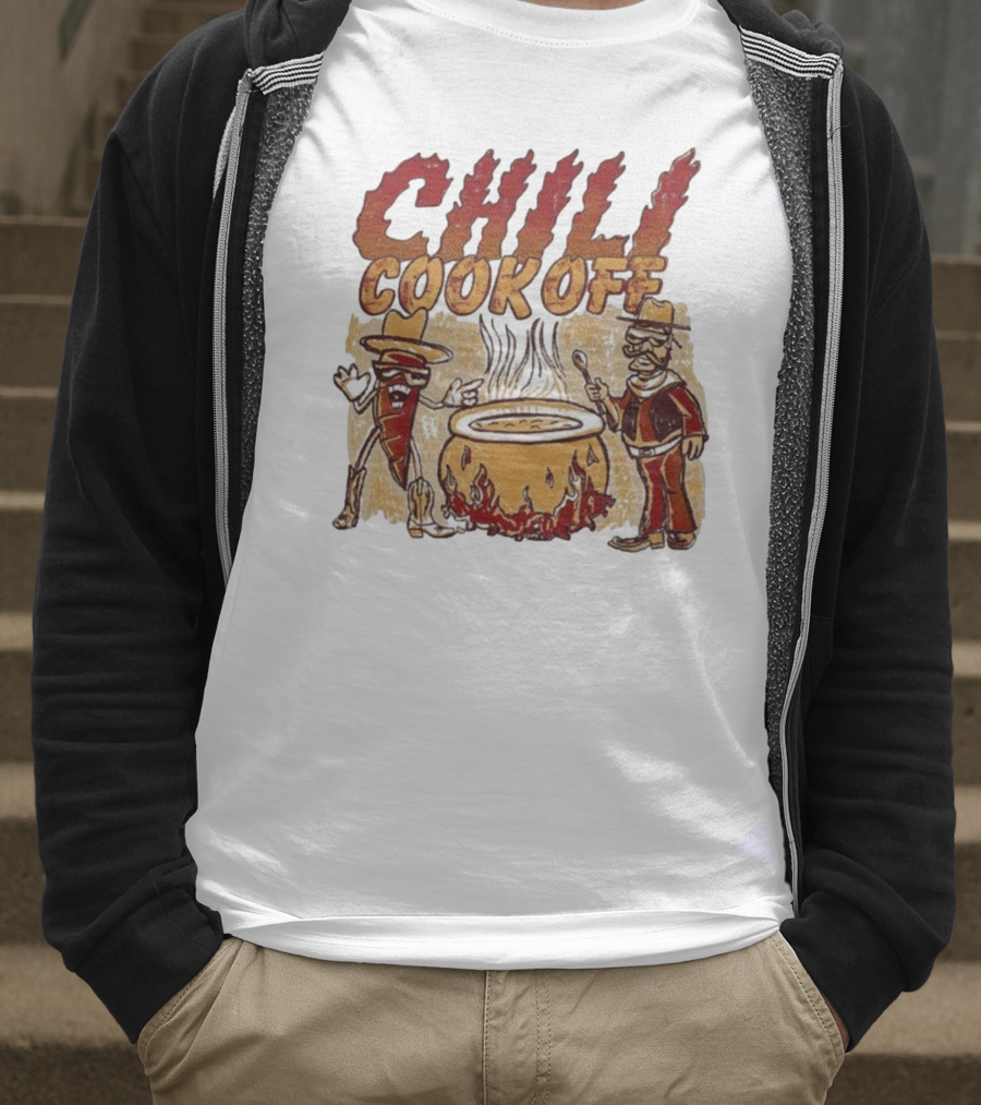 Chili Cookoff Spicy Pepper Cowboy And Chef Duel Over Fiery Pot T-Shirt