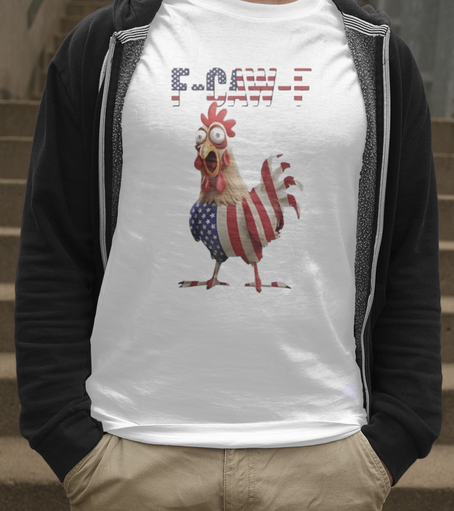 F-Caw-F Chicken USA Flag FCAWF American Chicken Humor T-Shirt