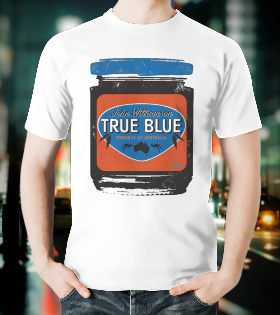 John Williamson True Blue Product Of Australia Mock Jam Label T-Shirt