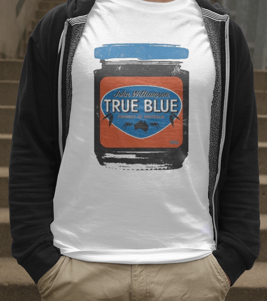 John Williamson True Blue Product Of Australia Mock Jam Label T-Shirt