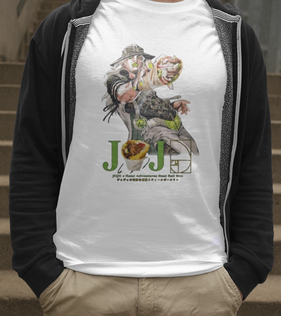 Jojo’s Halal Adventure Steel Ball Run Gyro Burrito Manga Crossover T-Shirt