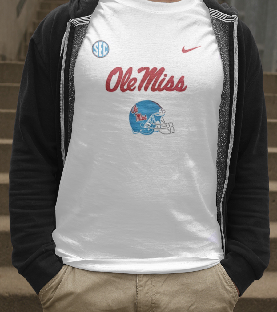 Ole Miss Rebels Football Helmet SEC Nike T-Shirt