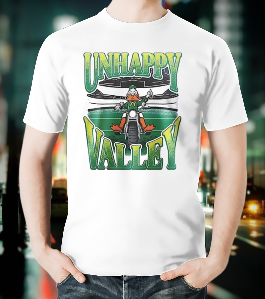 Oregon Ducks Unhappy Valley Mascot Motorcycle Rider T-Shirt