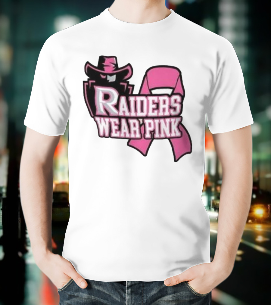 Raiders Wear Pink Breast Cancer Awareness Power Ribbon T-Shirt