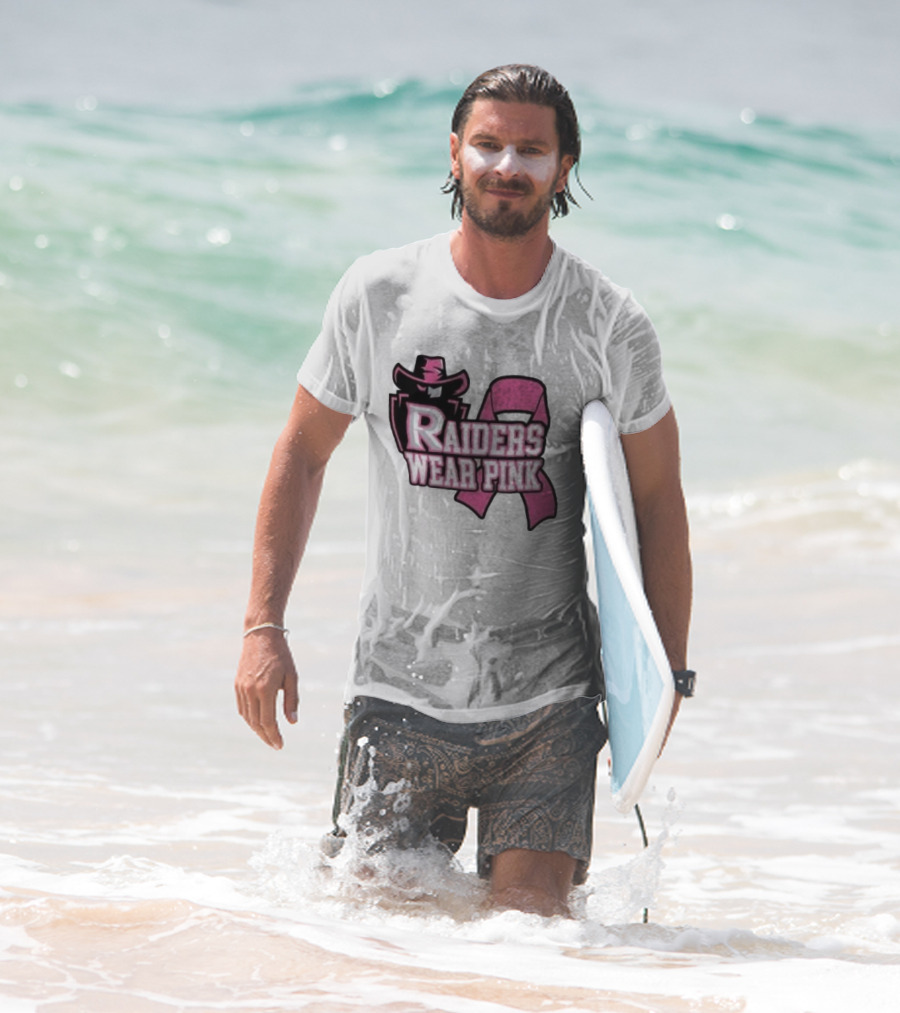 Raiders Wear Pink Breast Cancer Awareness Power Ribbon T-Shirt