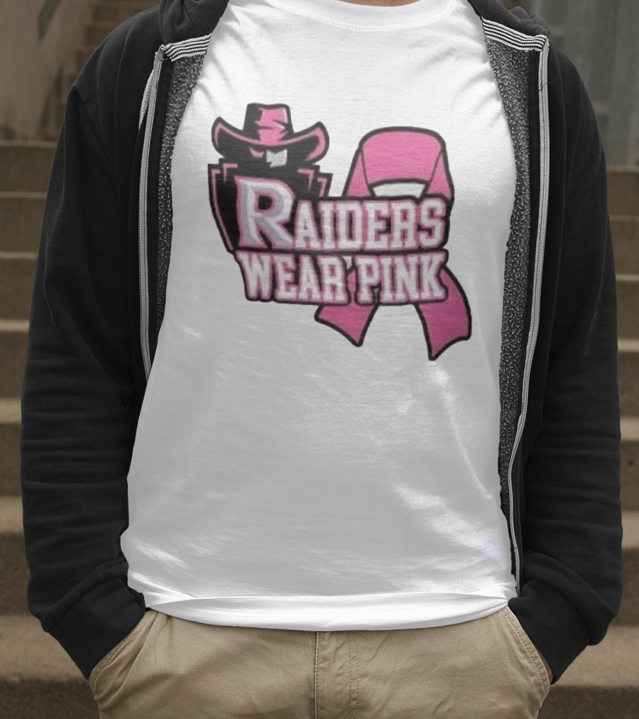 Raiders Wear Pink Breast Cancer Awareness Power Ribbon T-Shirt