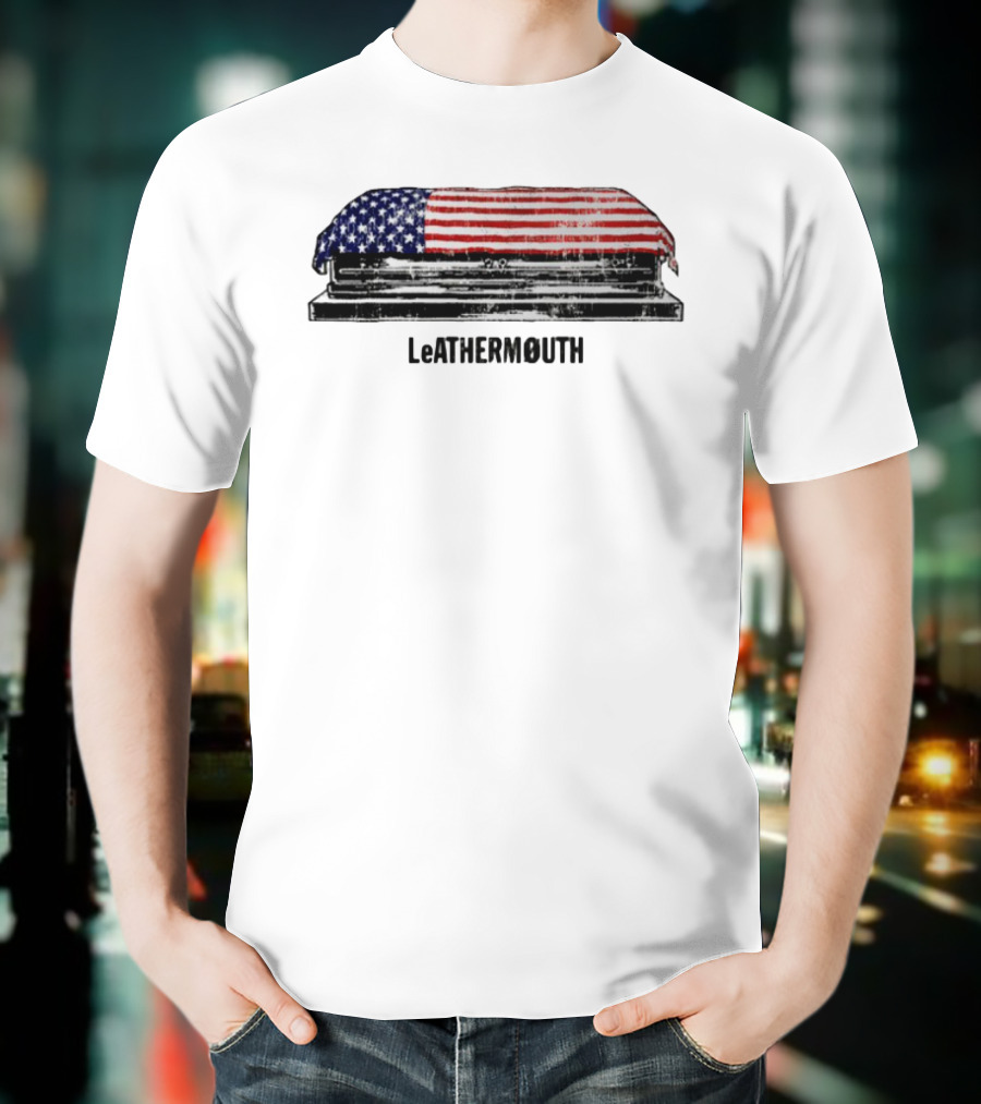 Leathermouth American Flag Coffin T-Shirt