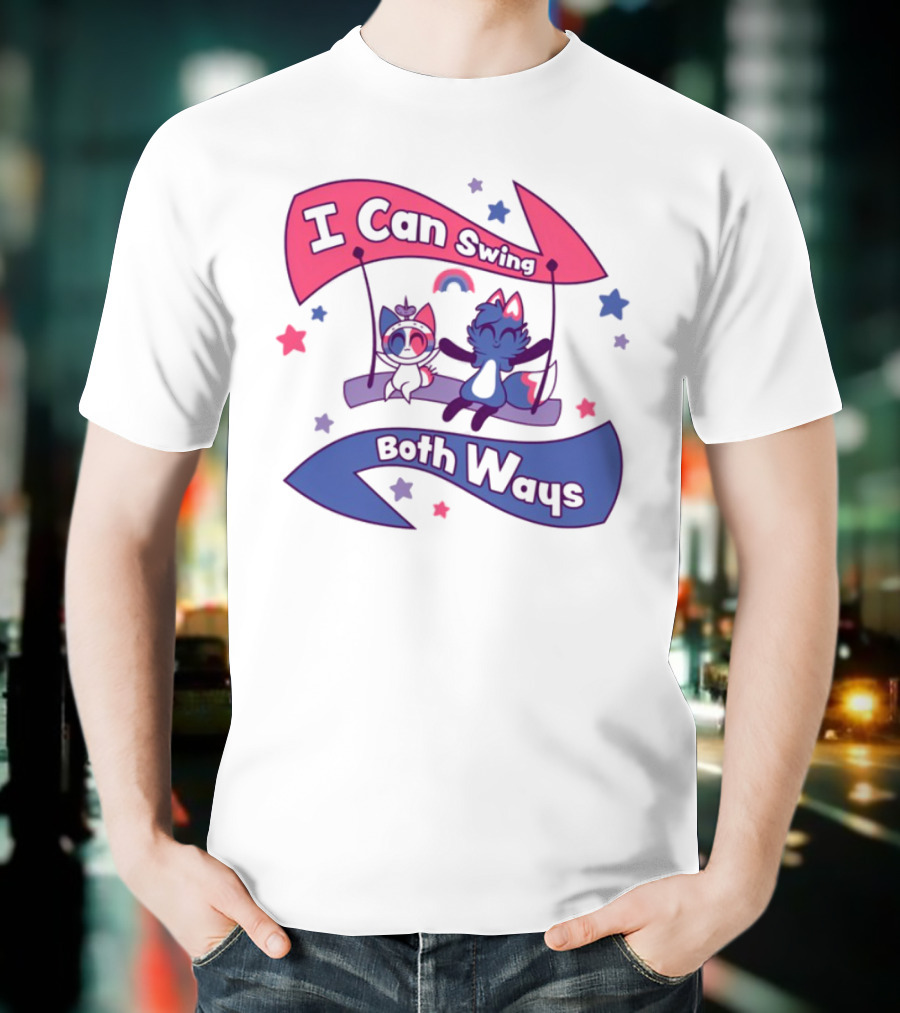 I Can Swing Both Ways Cute Cats Stars Rainbow T-Shirt