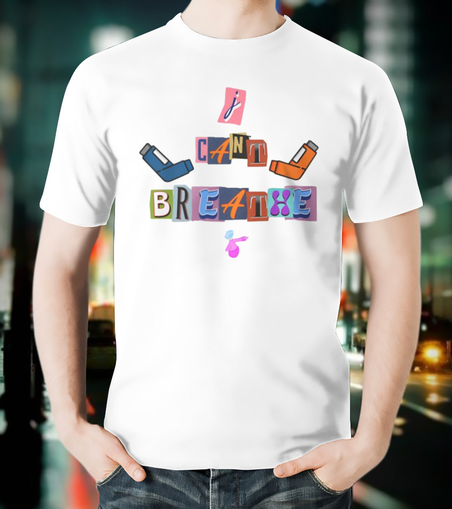 I Can't Breathe Text Collage Abstract Style T-Shirt