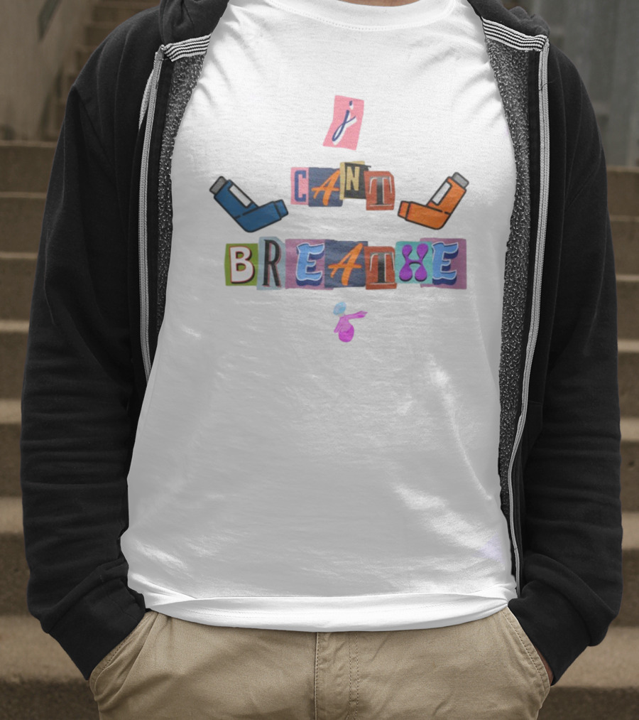I Can't Breathe Text Collage Abstract Style T-Shirt