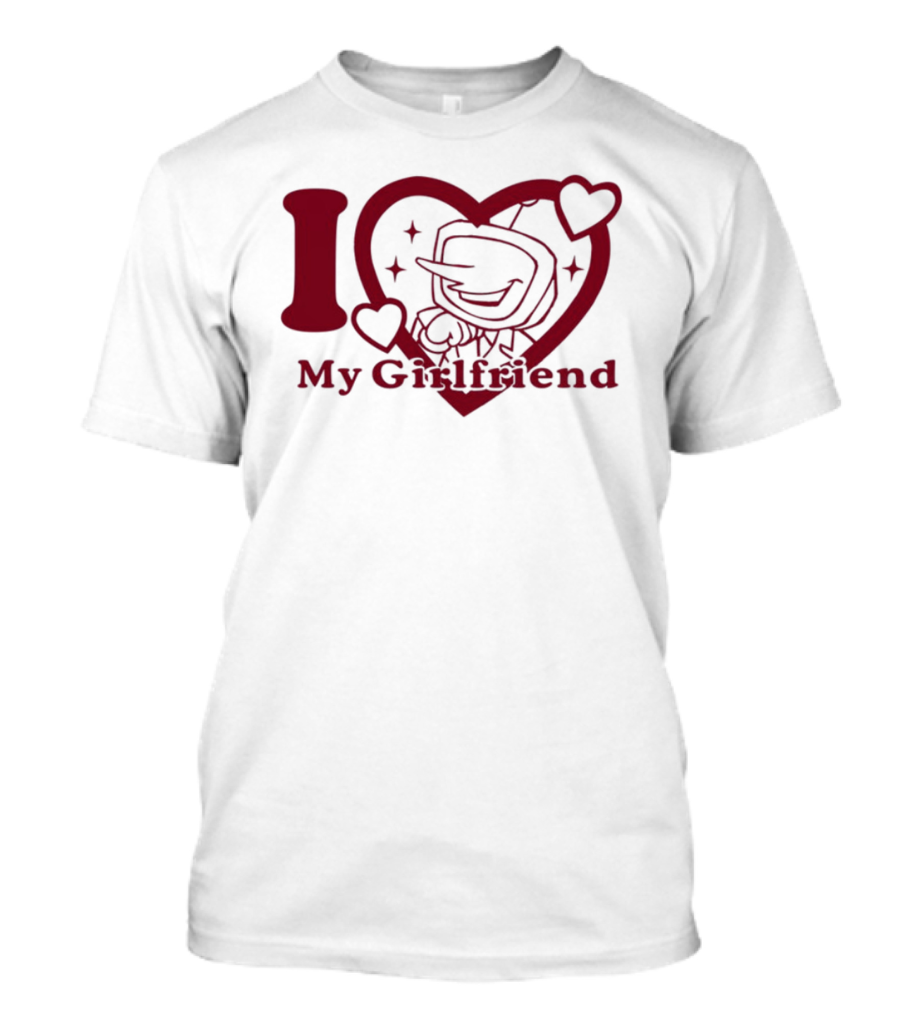 I Love My Girlfriend Mr. Tenna Heart Design T-Shirt