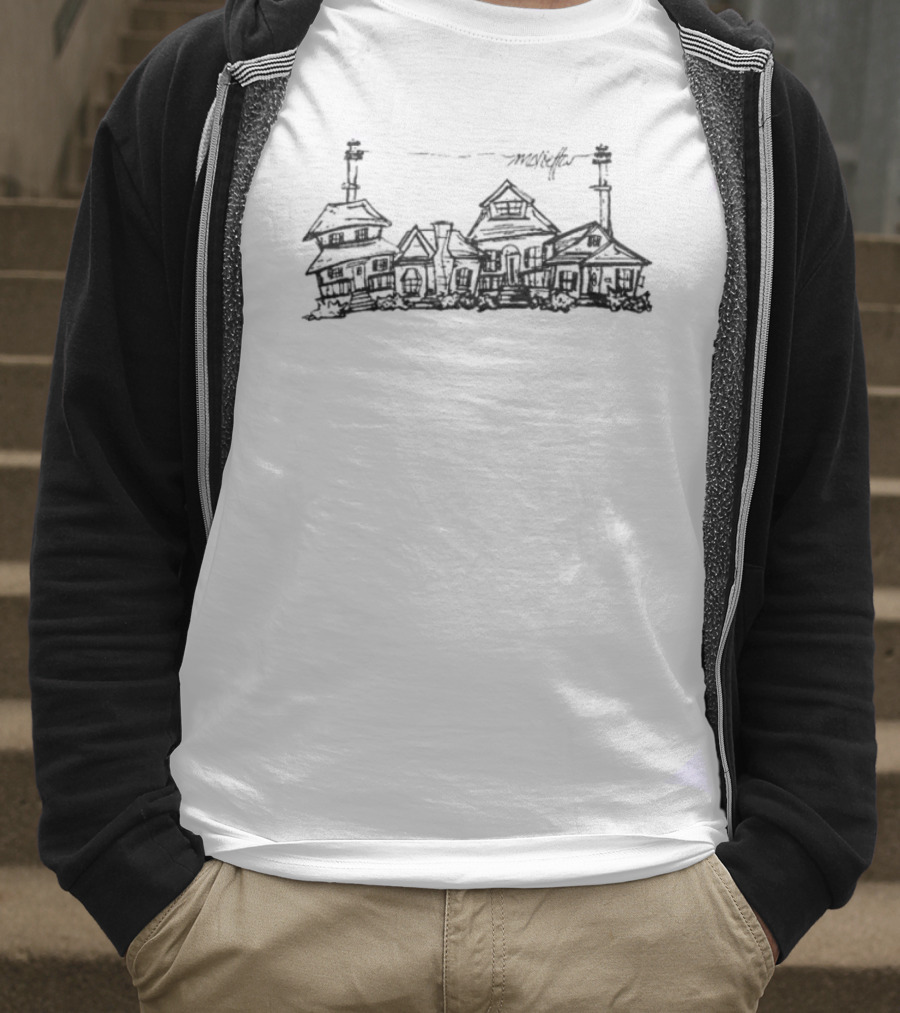 Marietta Powerlines Skyline Drawing With Power Pole And Birds T-Shirt