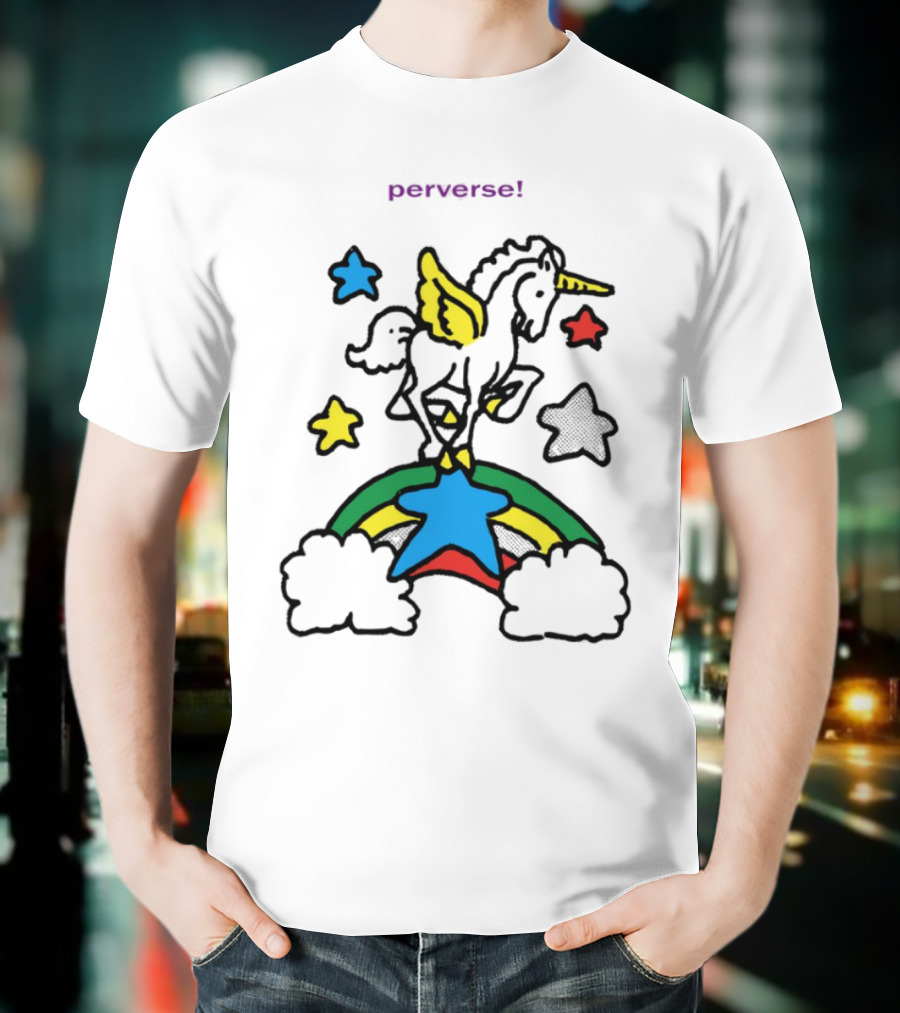 Perverse Pride Bug Girl Rainbow Stars Wings T-Shirt