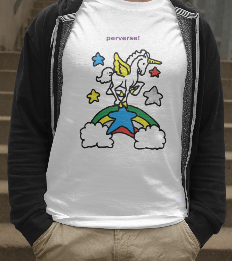 Perverse Pride Bug Girl Rainbow Stars Wings T-Shirt