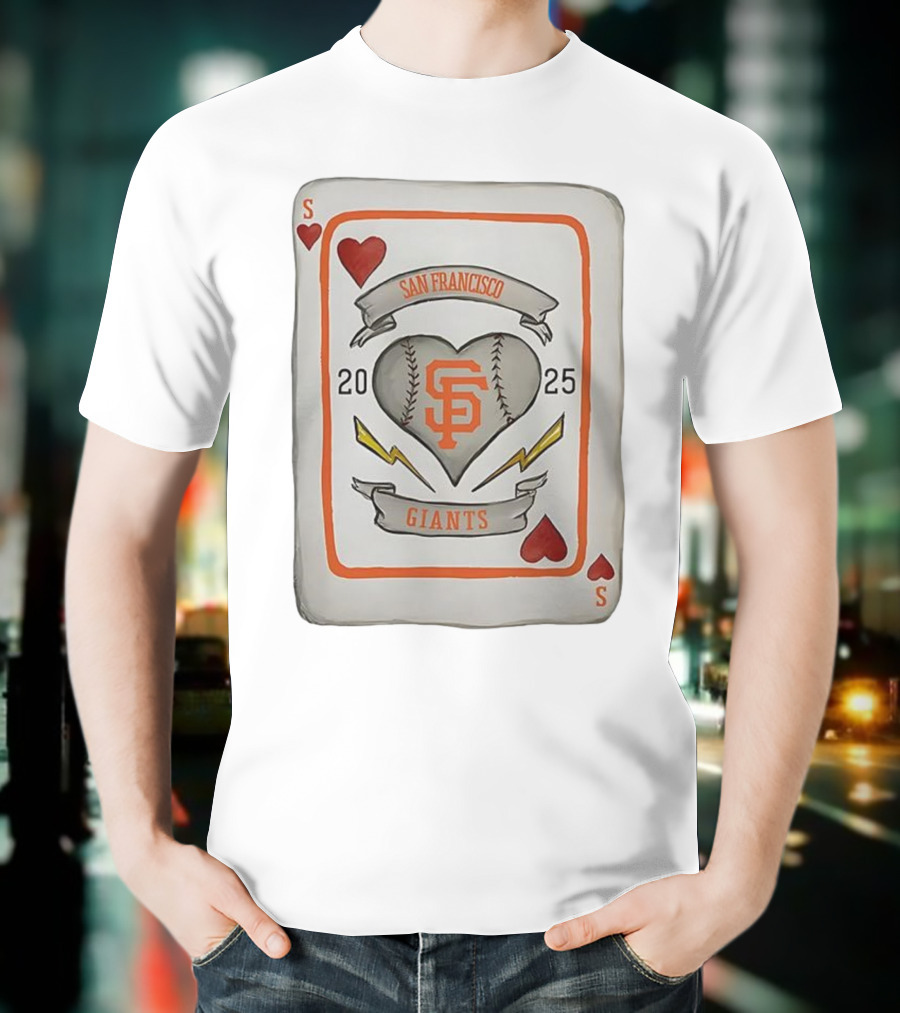 San Francisco Giants Baseball Card Heart 2025 Tiny Turnip Collaboration T-Shirt