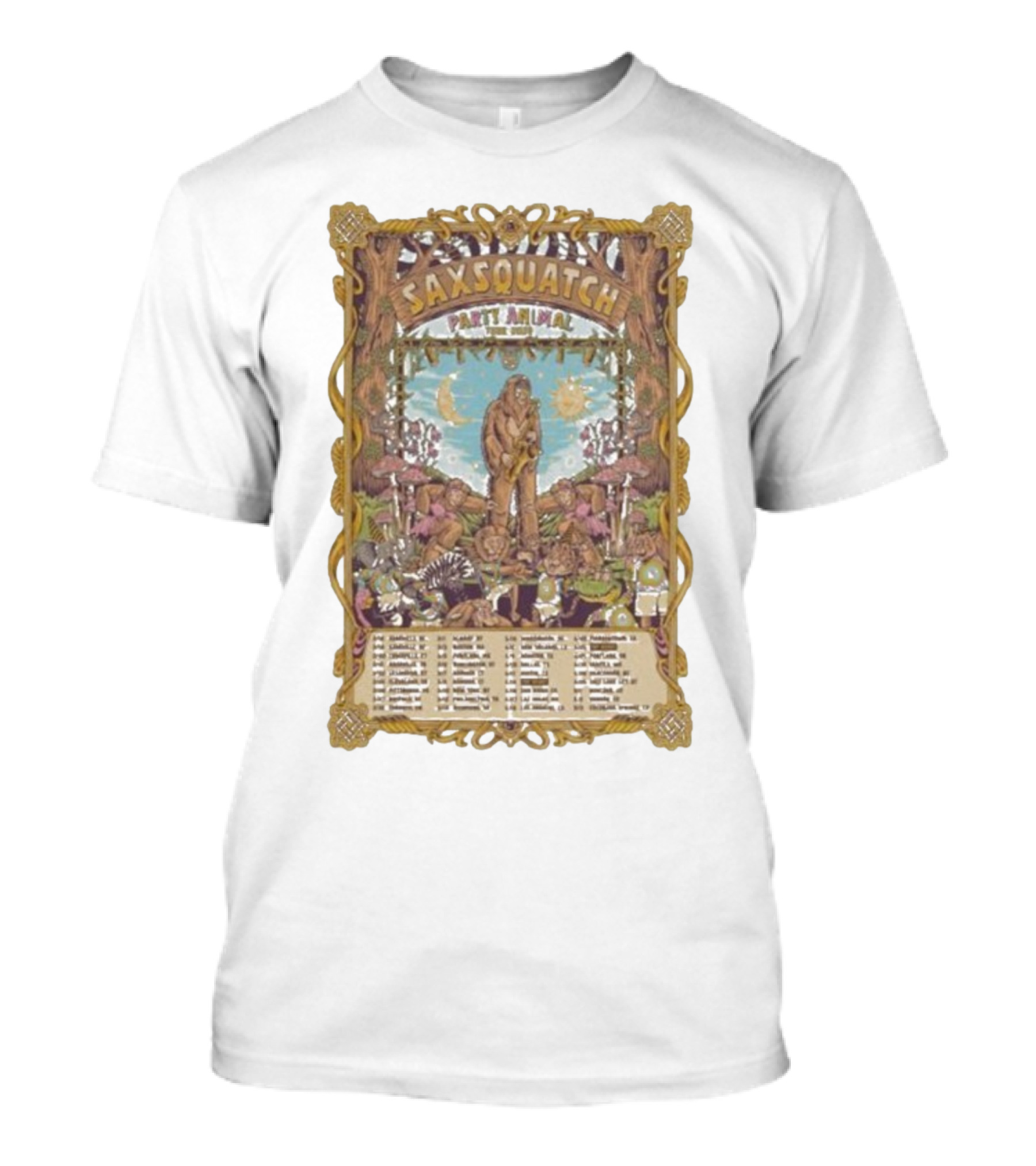Saxsquatch Party Animal 2026 Tour Psychedelic Forest Jam Band T-Shirt
