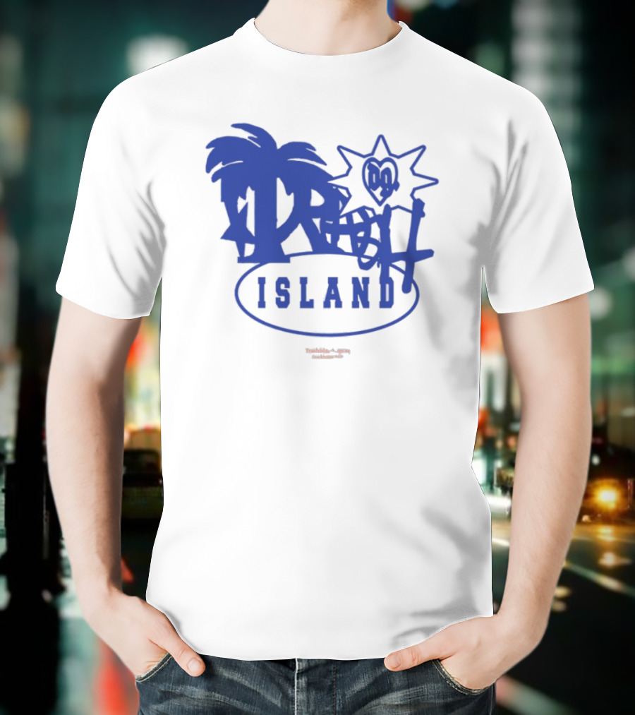 Trash Island Blue And White Palm Star Grafik T-Shirt