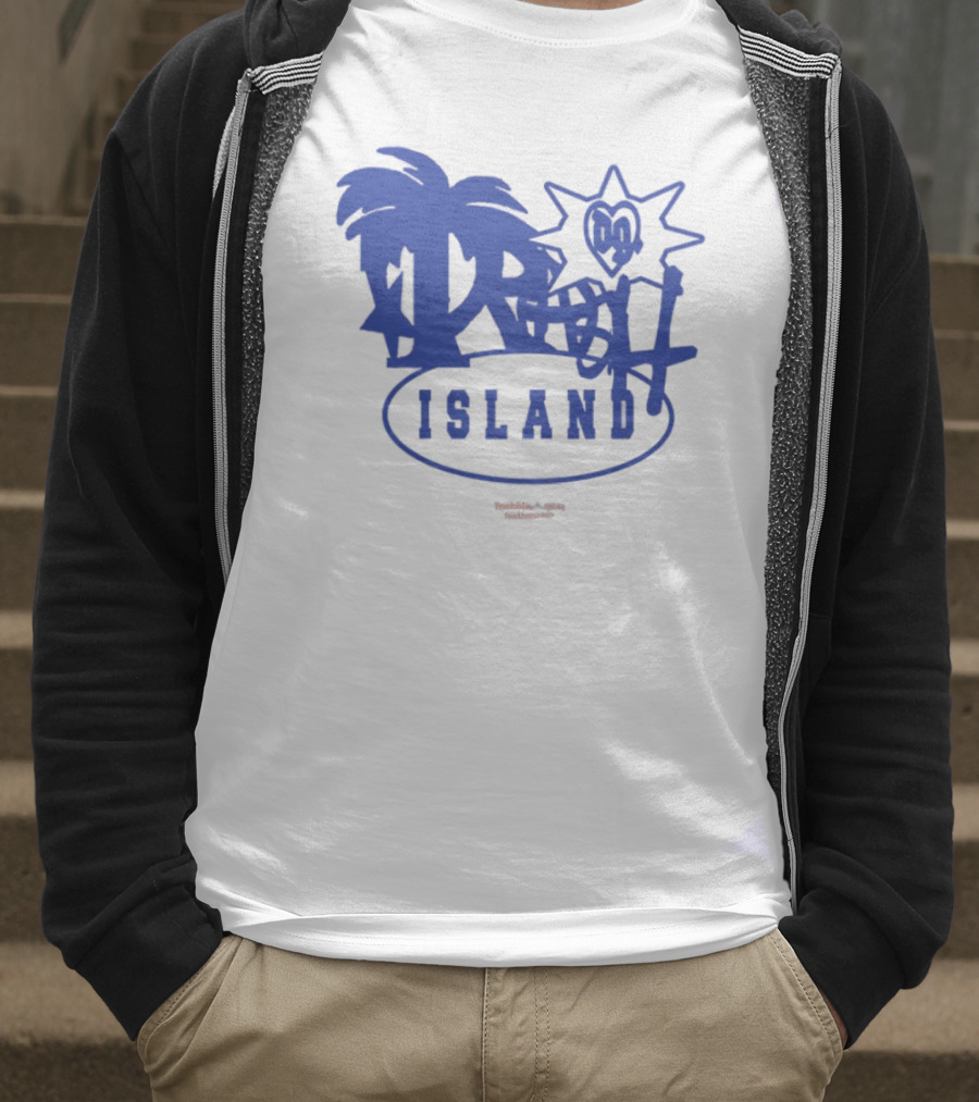 Trash Island Blue And White Palm Star Grafik T-Shirt