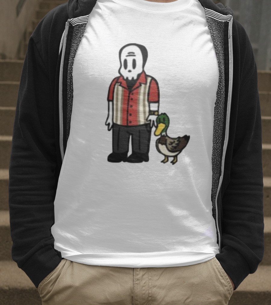 Warren Lotas Skull Character With Duck Companion Bowling Style Outfit T-Shirt