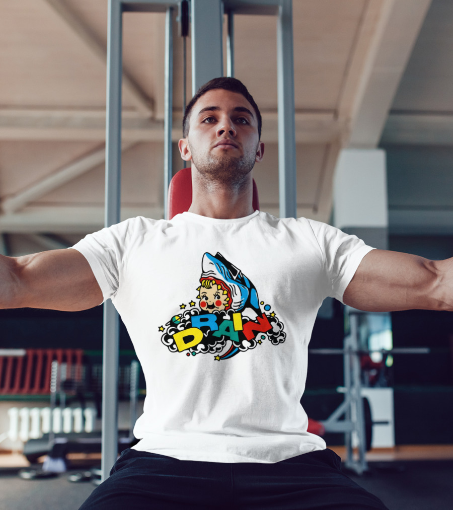 DRAIN831 Rainbow Retro Kid Block Letters Whale T-Shirt