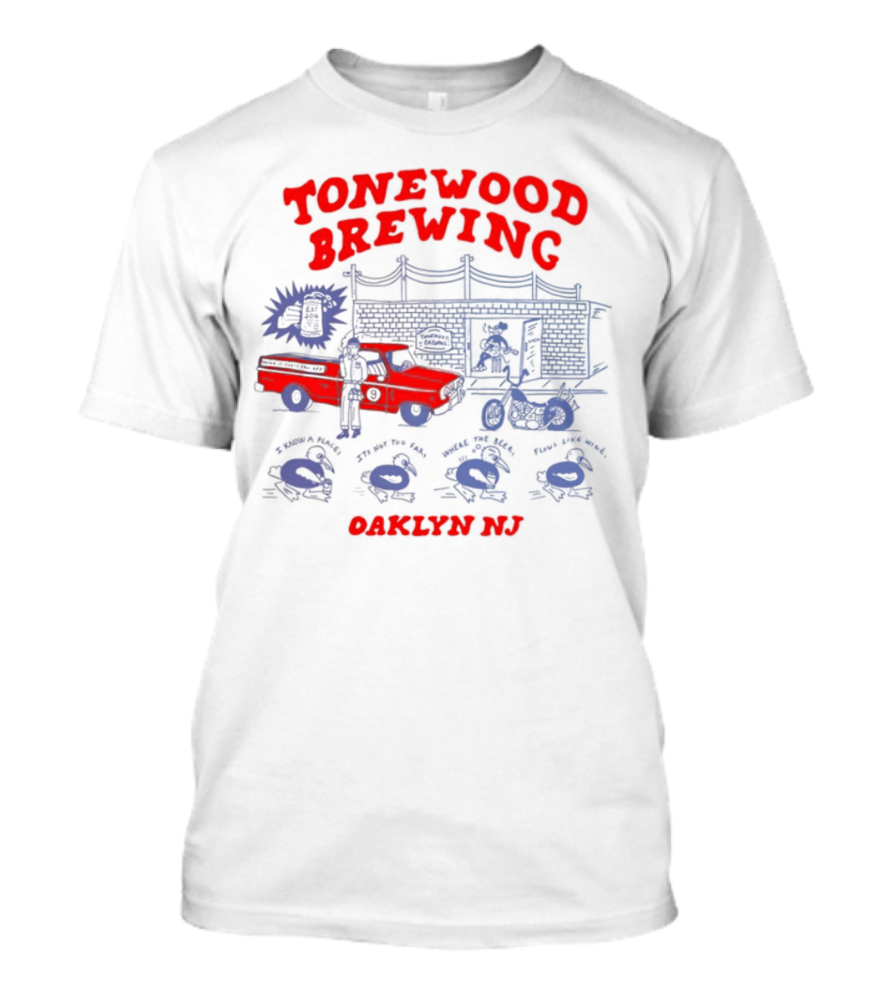 Tonewood Brewing Oaklyn NJ Vintage Car Scene T-Shirt