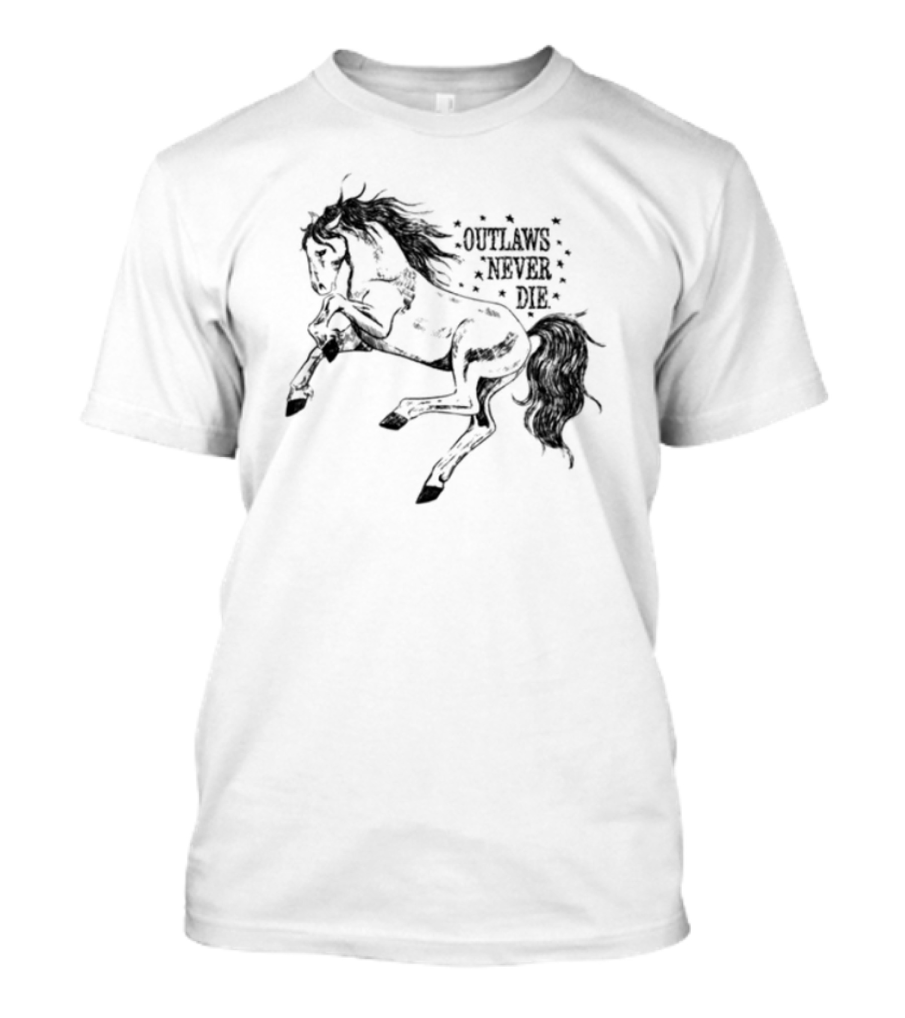 Oatmilklady Wild Horse Outlaws Never Die Retro Western Style T-Shirt