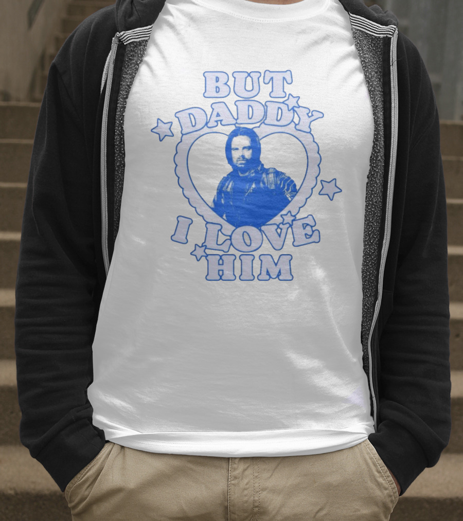 But Daddy I Love Him Bucky Barnes Blue Heart Stars T-Shirt