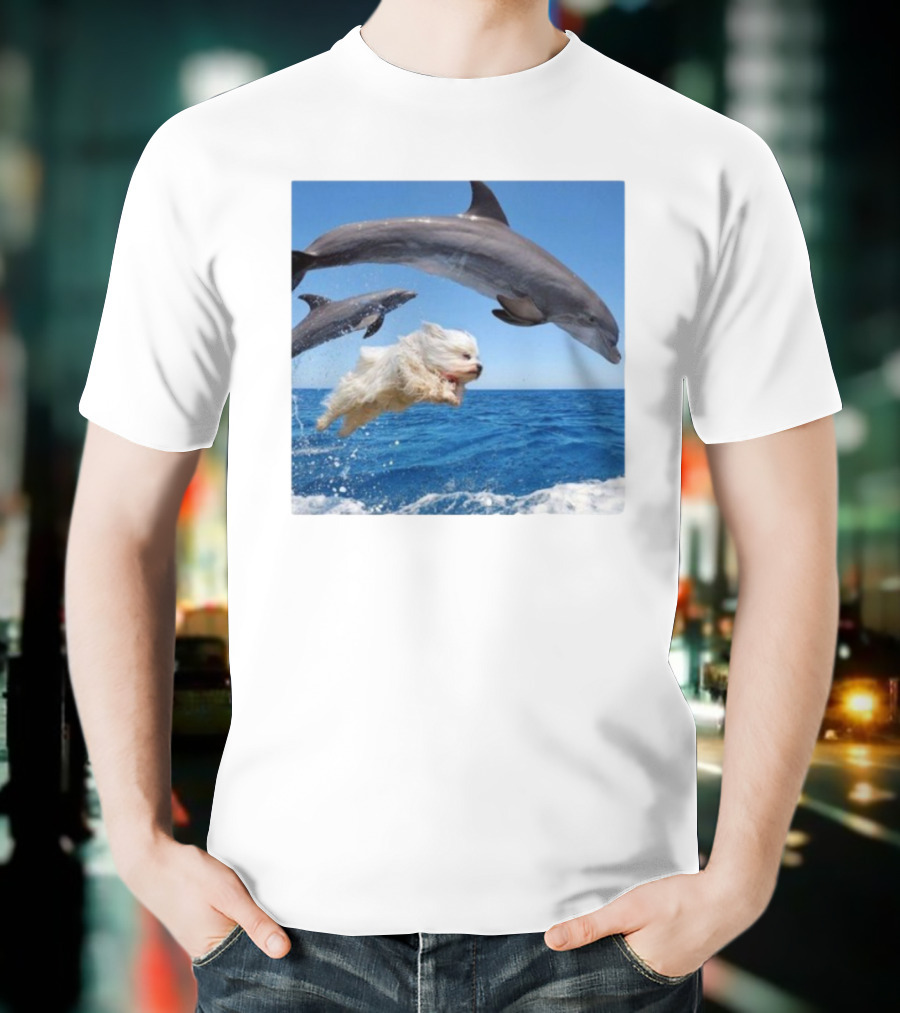Dog Jump With Dolphin Ocean Adventure T-Shirt