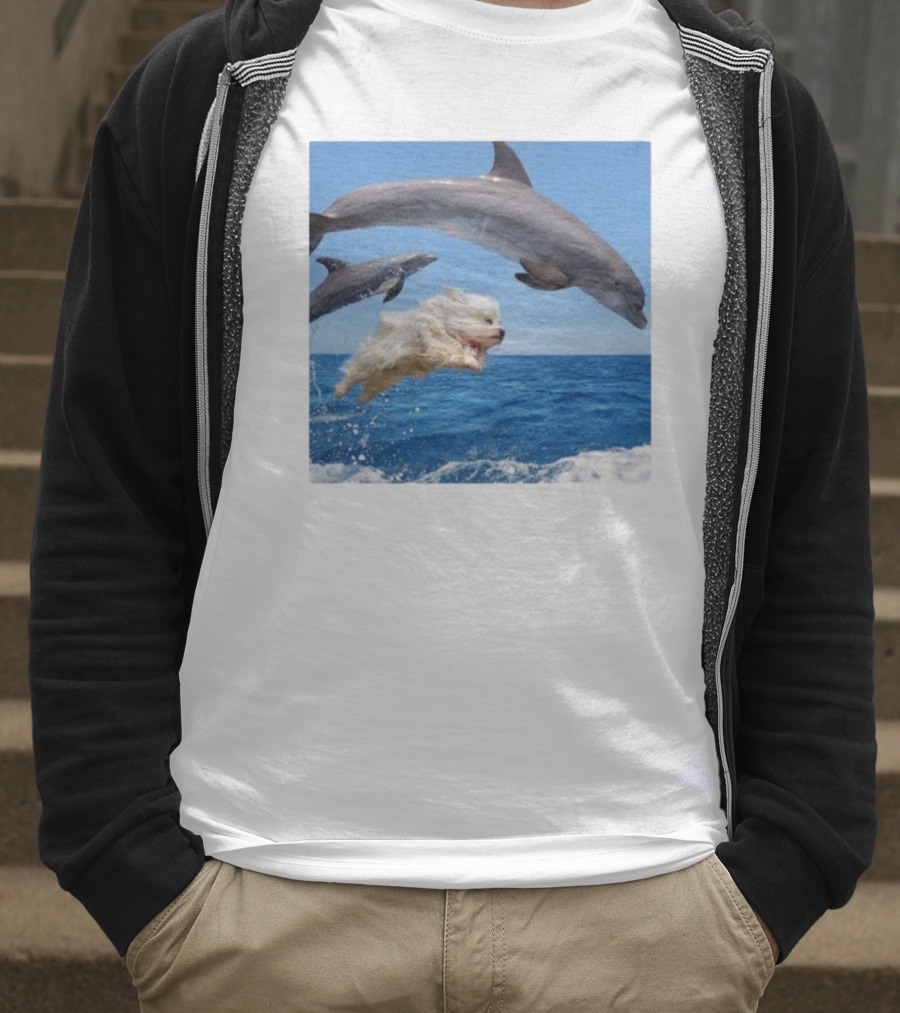 Dog Jump With Dolphin Ocean Adventure T-Shirt
