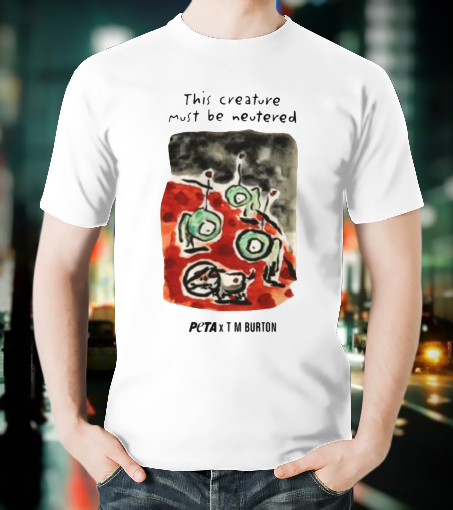 Peta X Tim Burton The Creature Must Be Regarded Levi In Space T-Shirt