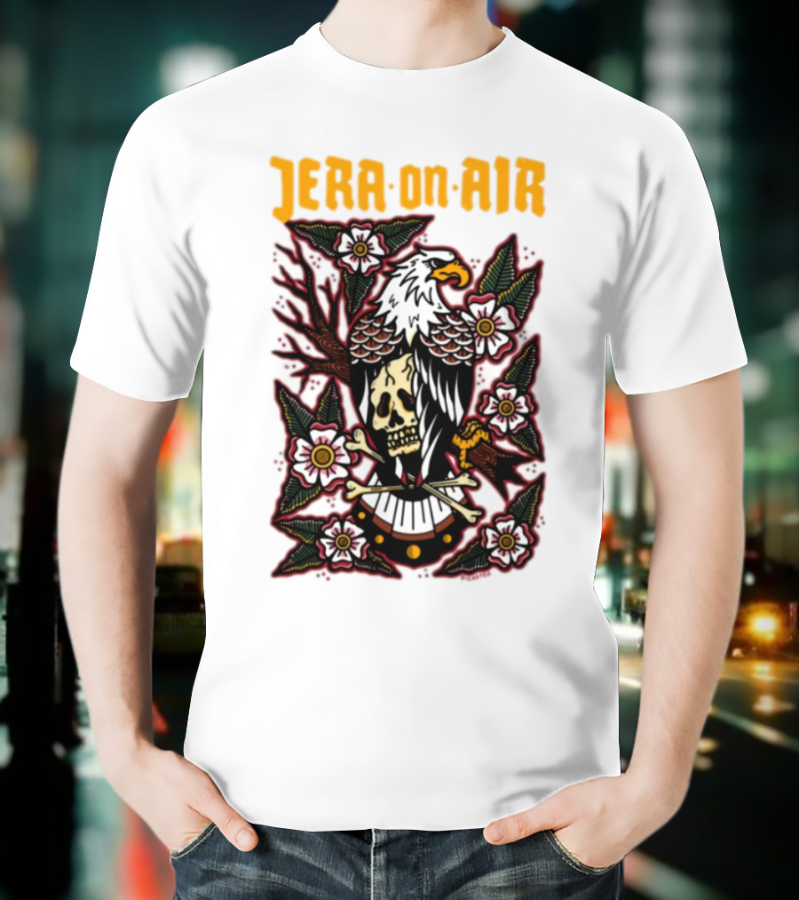 Richie Disaster Jera On Air Eagle Skull Floral Design T-Shirt
