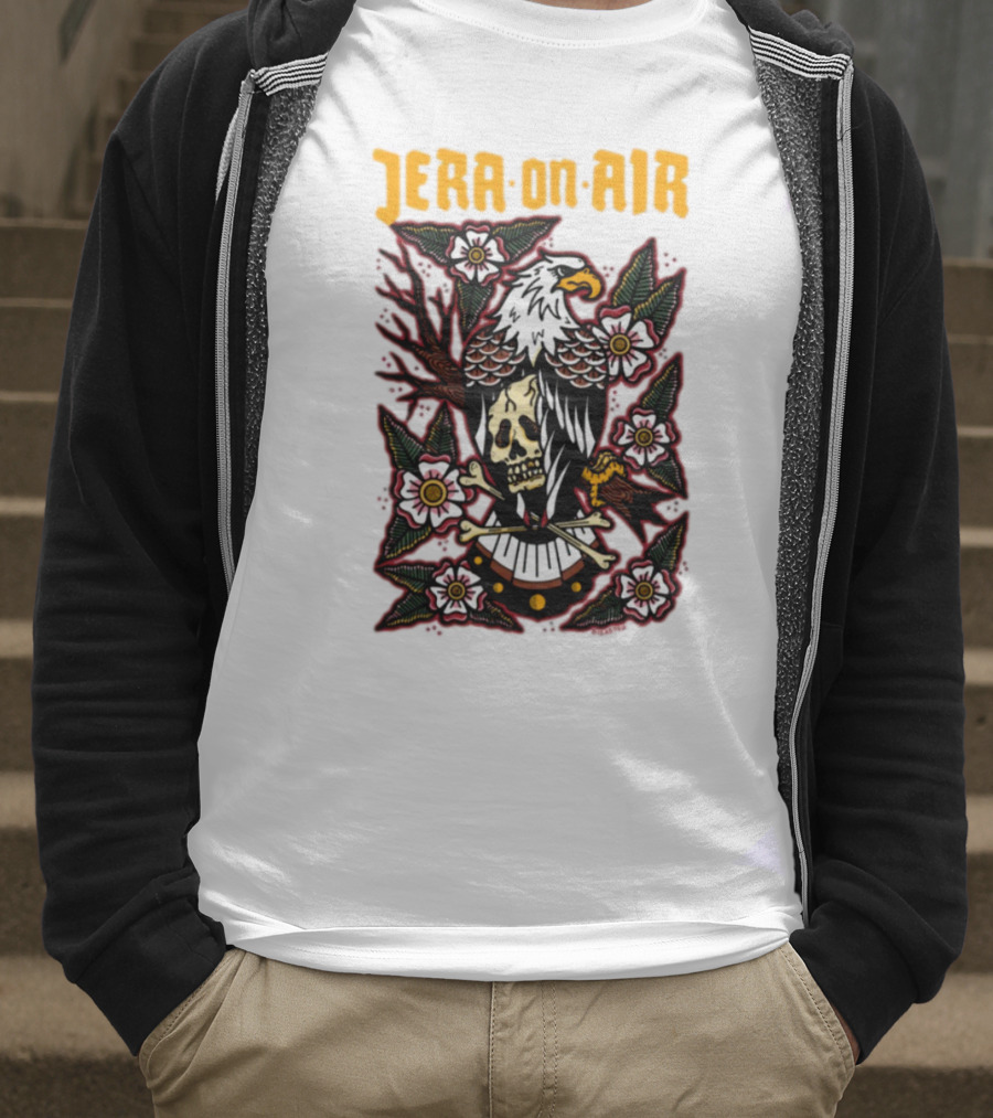 Richie Disaster Jera On Air Eagle Skull Floral Design T-Shirt