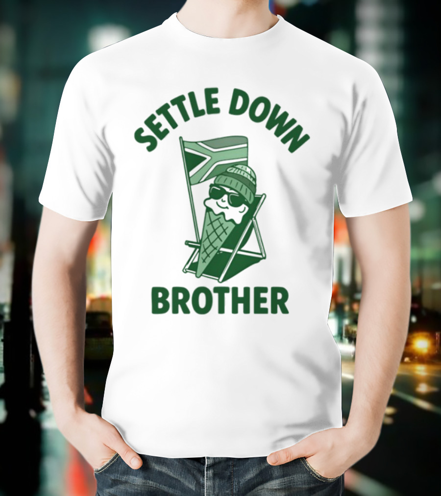 Settle Down Brother Ice Cream Cone Beach Chair Relaxation T-Shirt