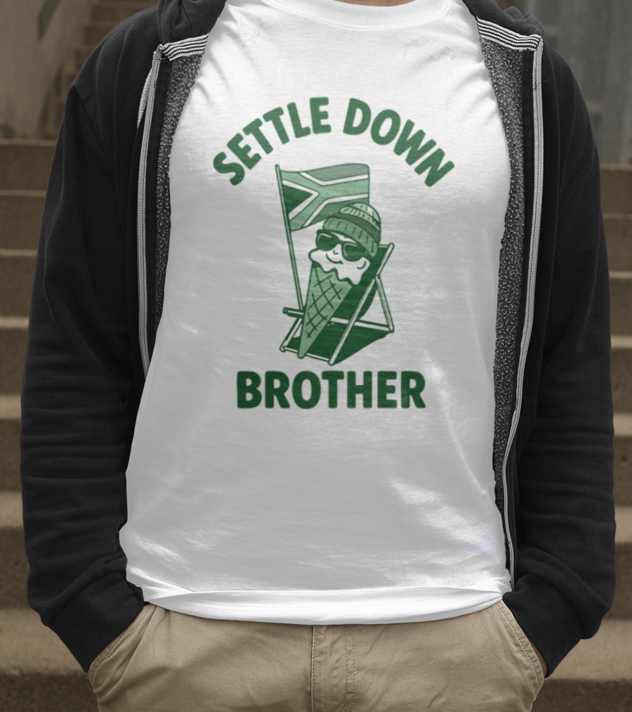Settle Down Brother Ice Cream Cone Beach Chair Relaxation T-Shirt