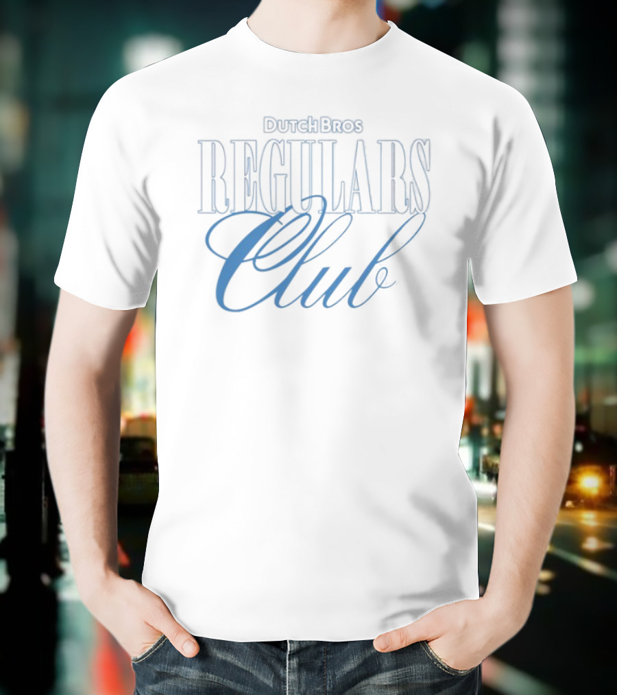 Dutch Bros Regulars Club Membership Blue Text T-Shirt