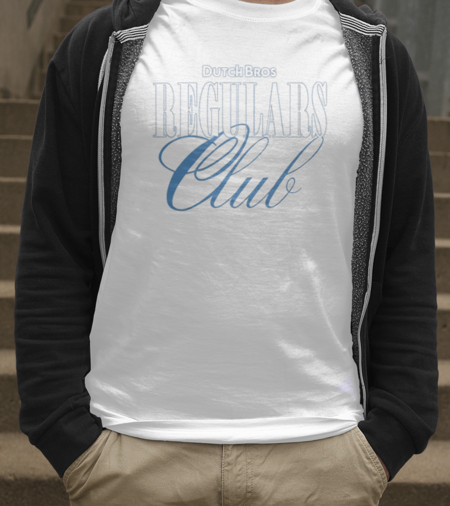 Dutch Bros Regulars Club Membership Blue Text T-Shirt